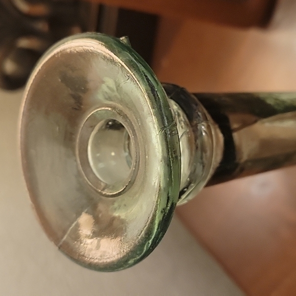 VTG Contemporary Recycled Green Glass Candlestick Holders Bud Vases Set - Picture 8 of 9